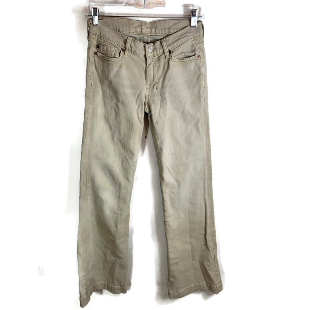 7 For All Mankind Mid Rise Dojo in Army Brown Wide Leg Size 27